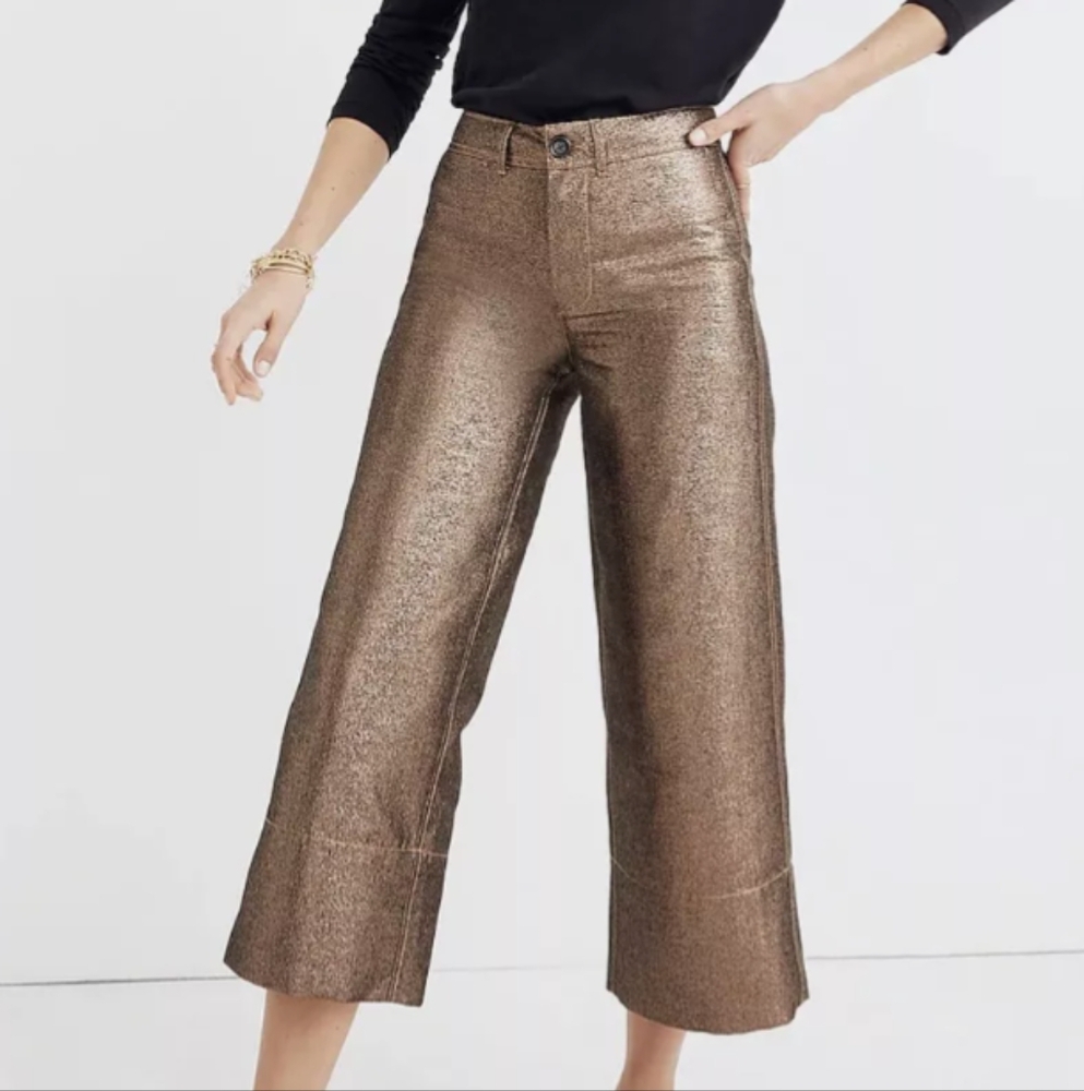 Madewell Metallic Bronze Wide Leg Jeans